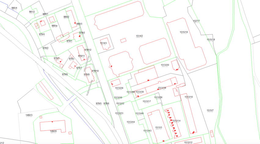 Beispiel-Flurkarte als DXF — Gemarkung Pirna, Flurstück 1513/29, Vektordaten in CAD